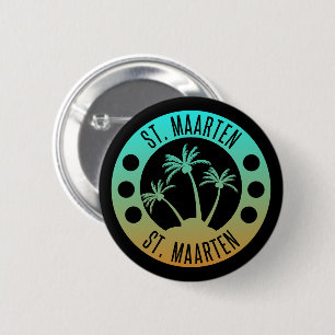 St. Maarten Ocean Aqua Blue Gradient Sint Martin 2 Inch Round Button
