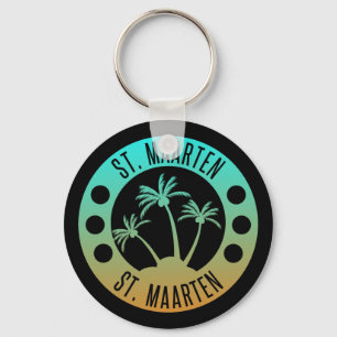 St. Maarten Ocean Aqua Blue Gradient Sint Martin Keychain