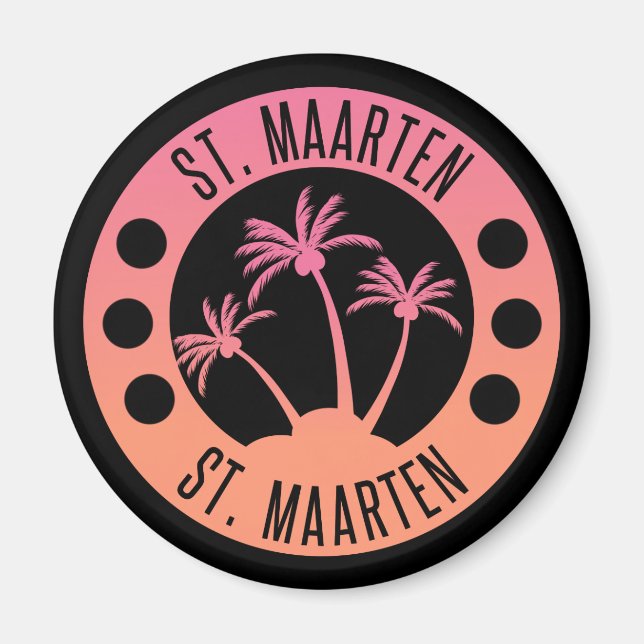 St. Maarten Pink and Coral Gradient Sint Martin Magnet (Front)