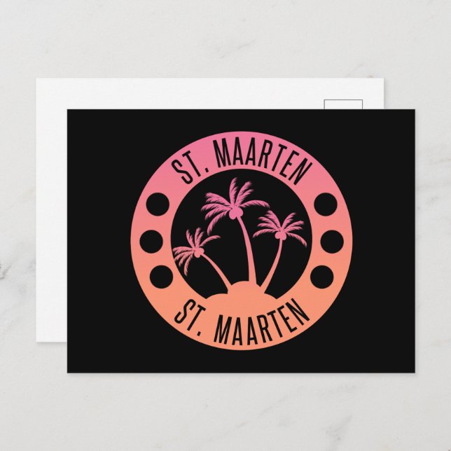 St. Maarten Pink and Coral Gradient Sint Martin Postcard (Front/Back)