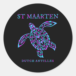 St. Maarten Sea Turtle Boys Girls Womens Vacation Classic Round Sticker