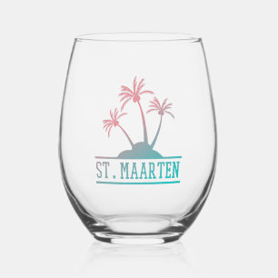 St. Maarten Sint Martin Gradient Stemless Wine Glass
