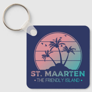 St. Maarten   Sint Martin Retro Gradient Keychain