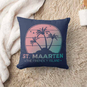 St. Maarten Sint Martin Retro Gradient Throw Pillow