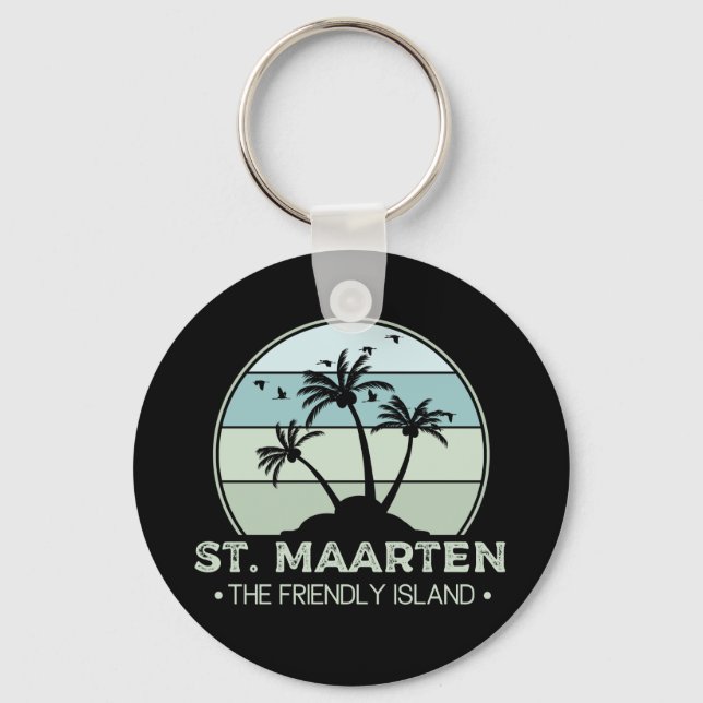 St. Maarten The friendly Island retro Sint Martin Keychain (Front)