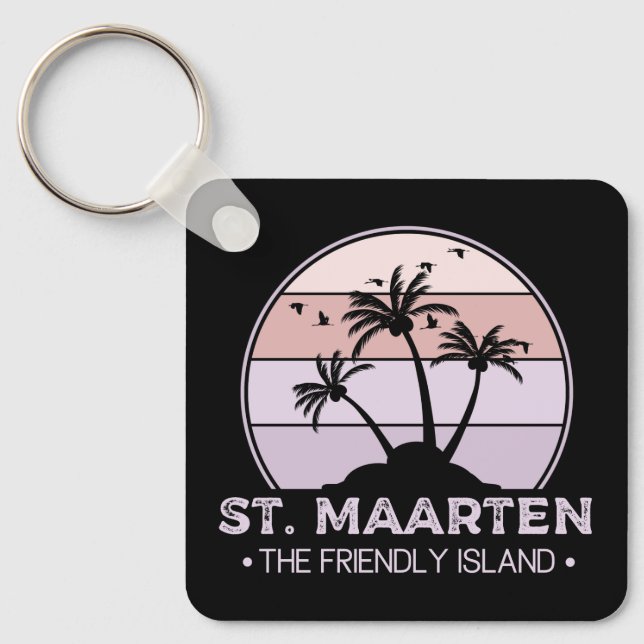 St. Maarten The friendly Island retro Sint Martin Keychain (Front)
