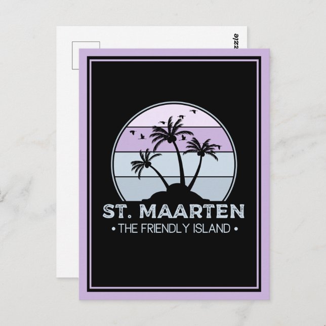 St. Maarten The friendly Island retro Sint Martin Postcard (Front/Back)