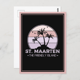 St. Maarten The friendly Island retro Sint Martin Postcard