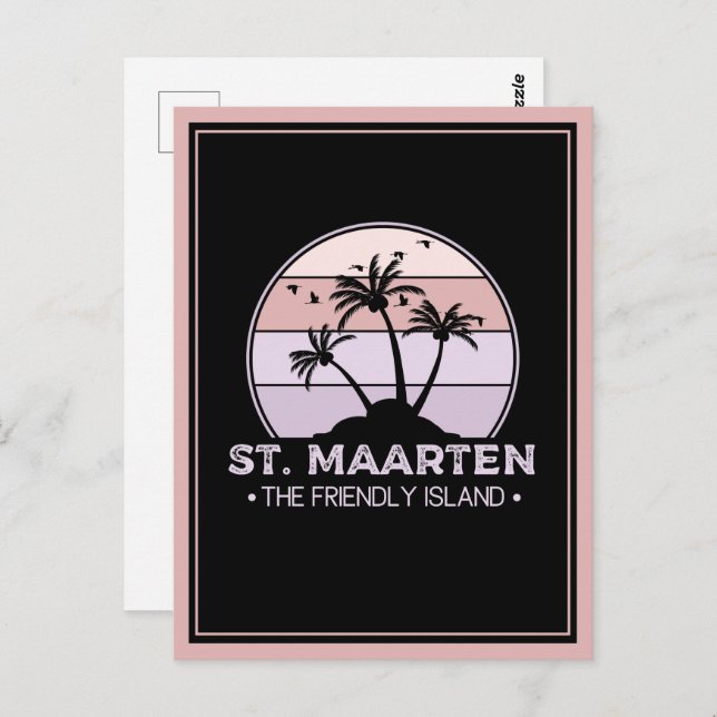 St. Maarten The friendly Island retro Sint Martin Postcard (Front/Back)