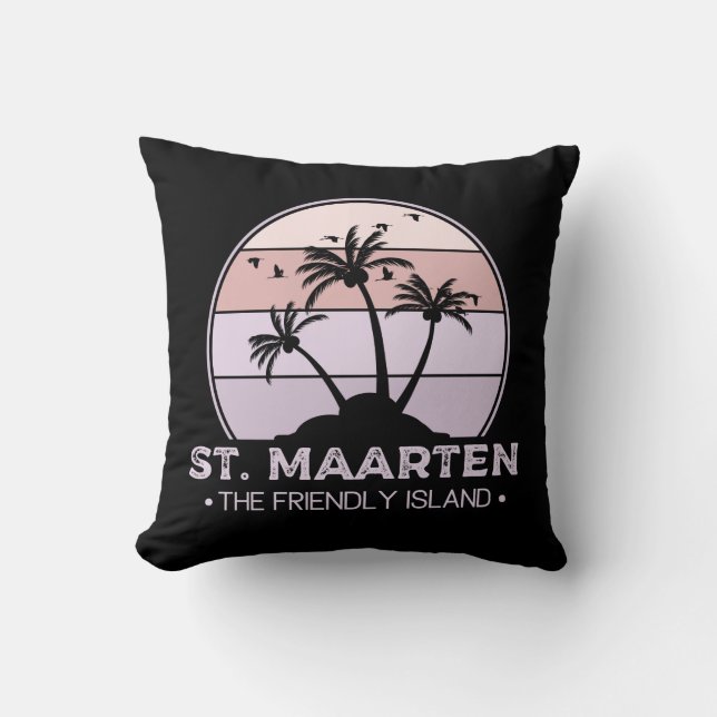 St. Maarten The friendly Island retro Sint Martin Throw Pillow (Front)
