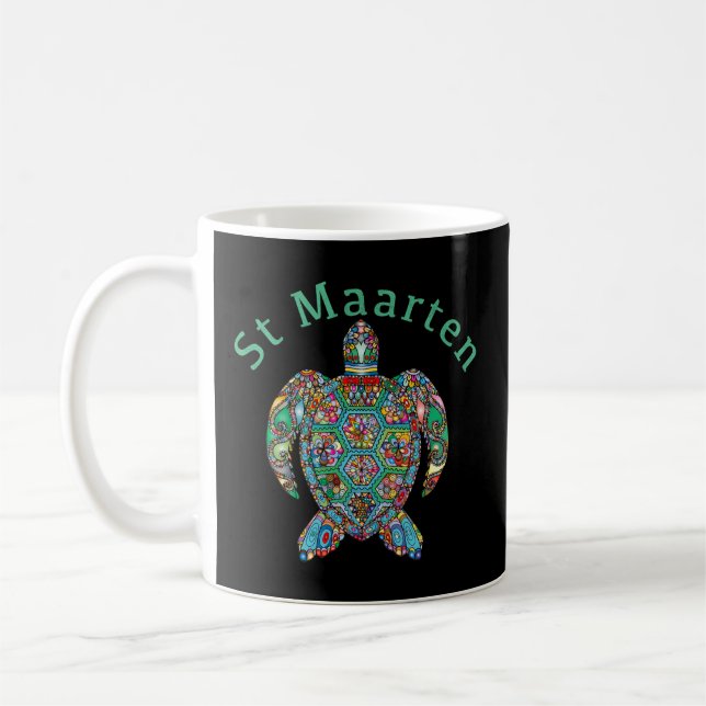 St Maarten Tribal Turtle Coffee Mug (Left)
