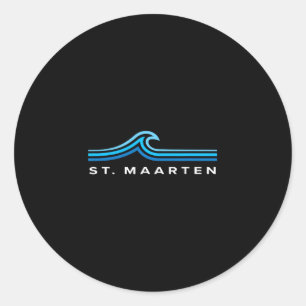 St Maarten Waves Vintage Mens Womens Girls Boys So Classic Round Sticker
