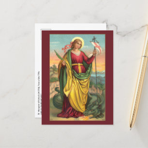 St. Margaret with Dragon and Resurrection Banner  Postcard