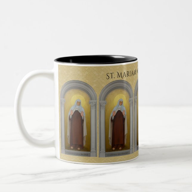 St. Mariam of Jesus Crucified Carmelite Nun Two-Tone Coffee Mug (Left)