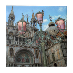 St. Marks and Lamp, Venice, Italy Tile