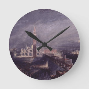 St. Mark's Place, Venice (Moonlight) engraved by G Round Clock