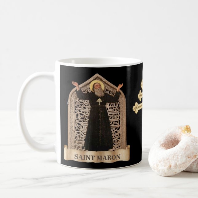 St. Maron and St. Charbel of the Maronite Rite Coffee Mug (With Donut)