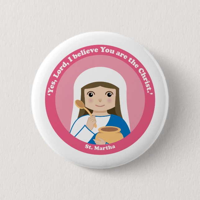 St. Martha 2 Inch Round Button (Front)
