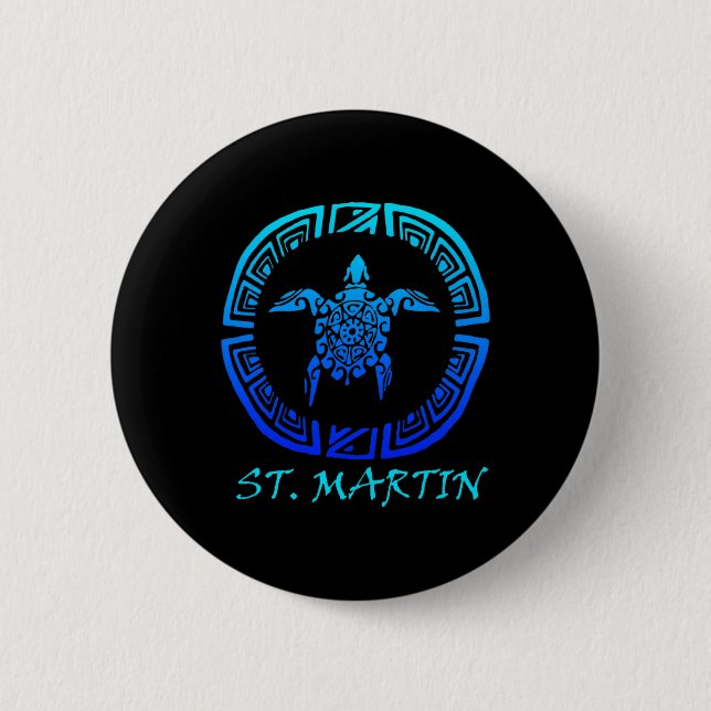 St. Martin  2 Inch Round Button (Front)