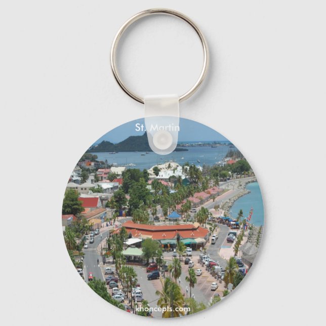 St. Martin and Marigot Bay Photo Keychain (Front)
