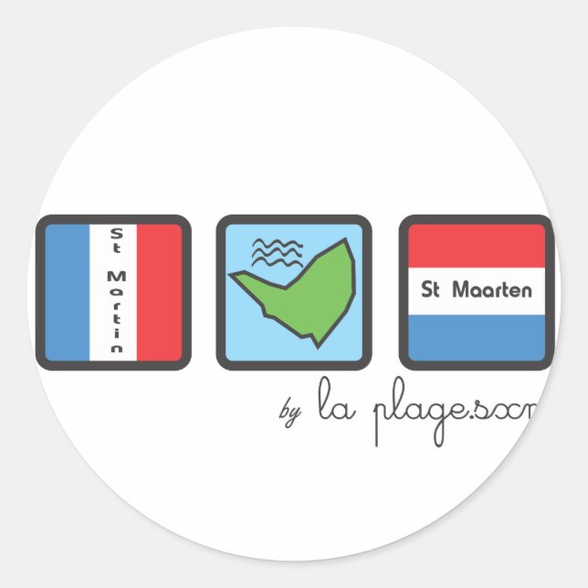 St Martin Classic Round Sticker (Front)