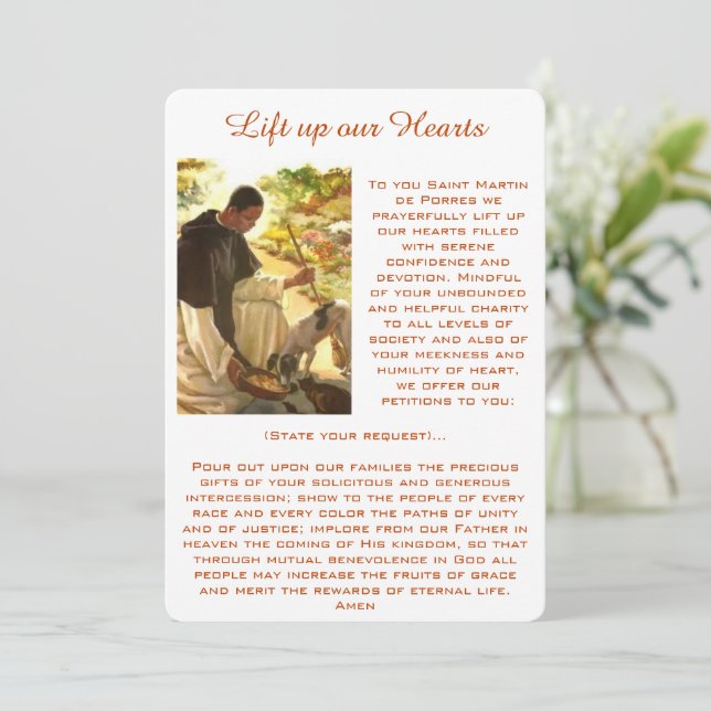 St. Martin de Porres Prayer Racial Harmony Card (Standing Front)