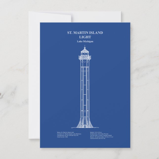 St. Martin Island Lighthouse - Michigan – AD Card (Front)