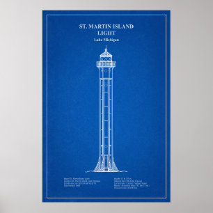 St. Martin Island Lighthouse - Michigan – AD Poster