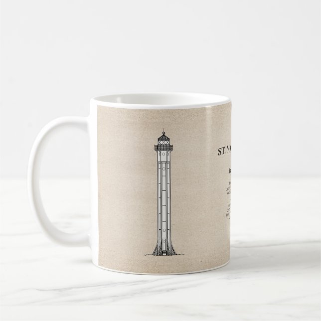 St. Martin Island Lighthouse - Michigan - SBD Coffee Mug (Left)