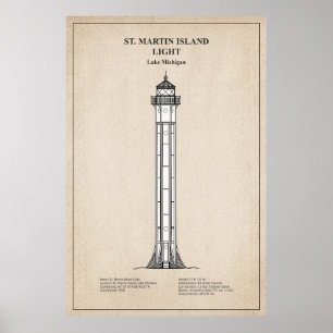St. Martin Island Lighthouse - Michigan - SBD Poster