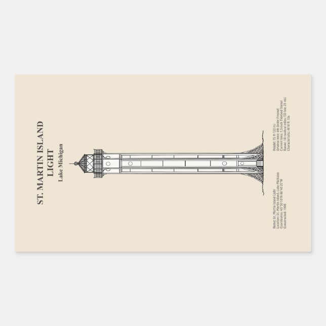 St. Martin Island Lighthouse - Michigan - SBD Sticker (Front)