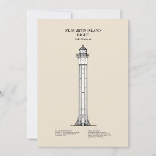 St. Martin Island Lighthouse - Michigan - SBD Thank You Card