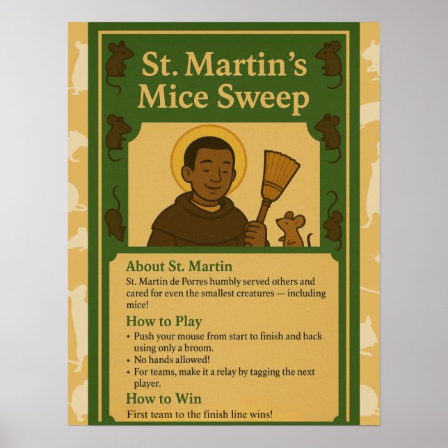 St. Martin Mice Sweep Saint Game Sign (Front)
