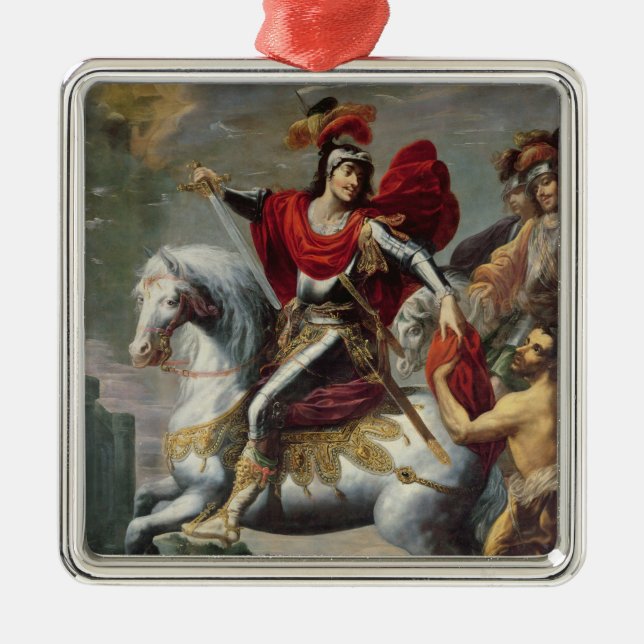 St. Martin sharing his cloak with the beggar Metal Ornament (Front)