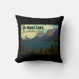 St. Mary Lake Glacier NP Throw Pillow