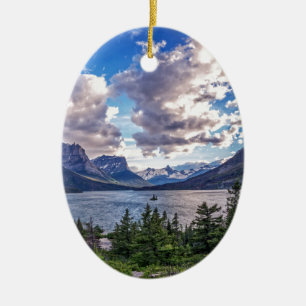 St. Mary Lake Sunset Ceramic Ornament