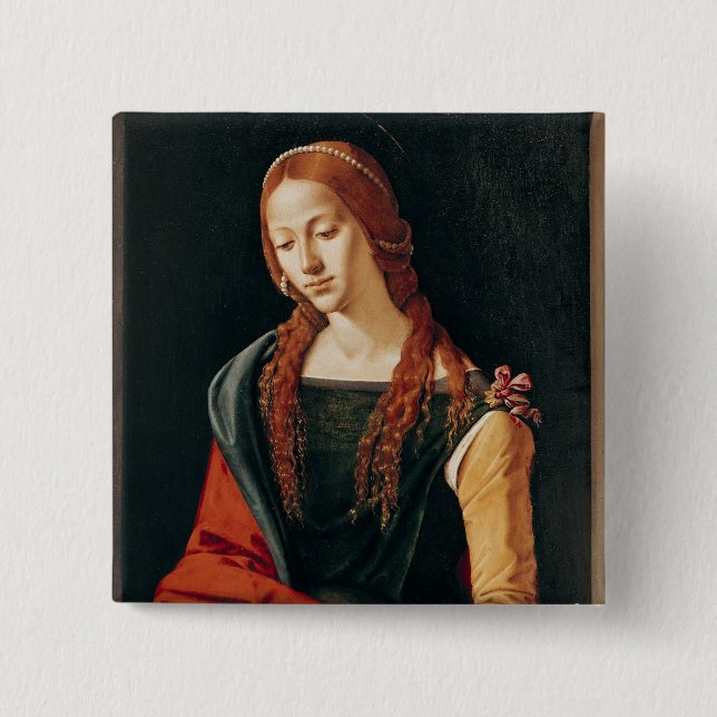 St. Mary Magdalene, 1500-10 2 Inch Square Button (Front)