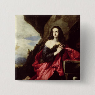 St. Mary Magdalene or St. Thais in the Desert 2 Inch Square Button