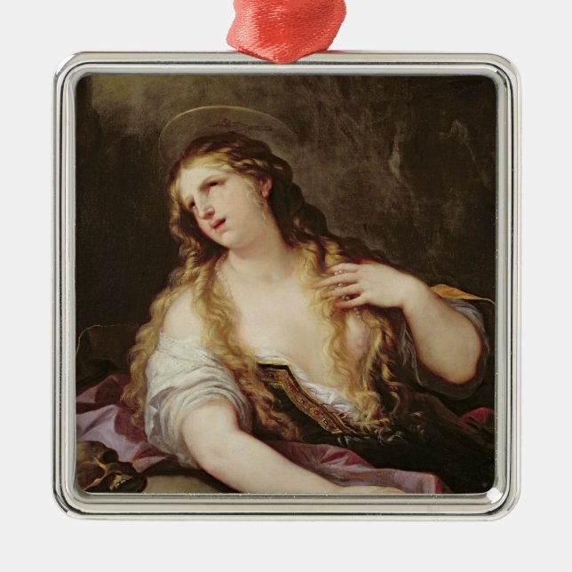 St. Mary Magdalene Renouncing the Vanities Metal Ornament (Front)