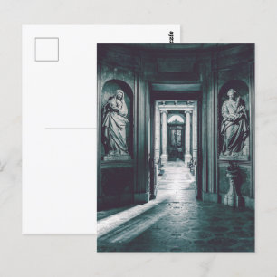 St Mary Salome and St Barbara. Italian statues Postcard