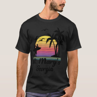 St. Mary'S Georgia Seaside Retro Sunset T-Shirt