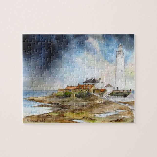 St Marys Lighthouse Whitley Bay North East England Jigsaw Puzzle (Horizontal)