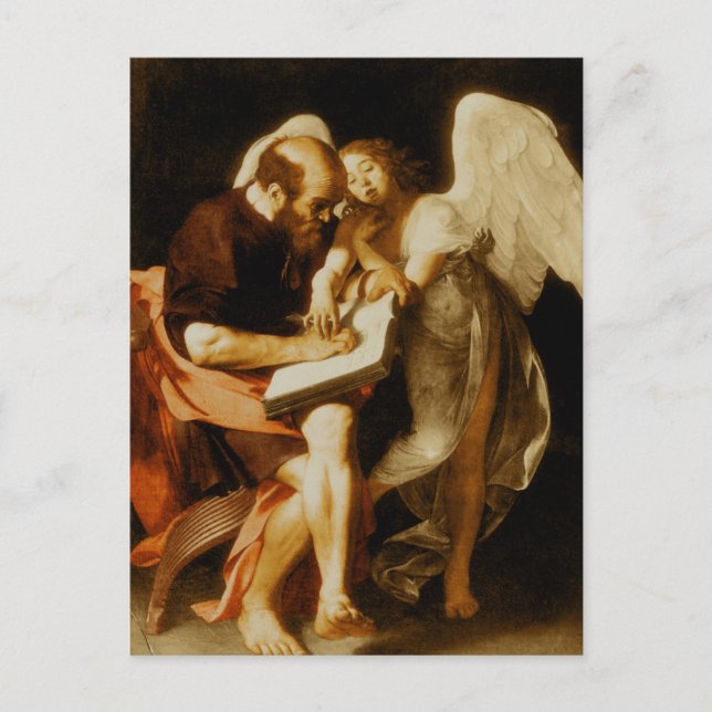 St. Matthew and the Angel by Caravaggio Postcard (Front)