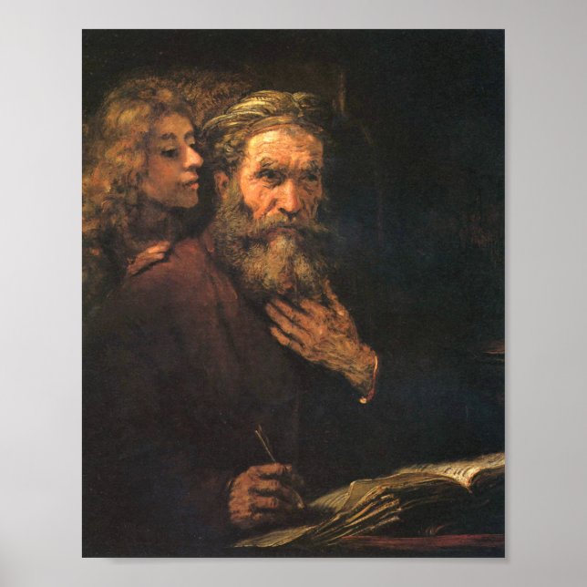St. Matthew And The Angel By Rembrandt Poster (Front)