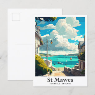 St Mawes Cornwall England Travel Illustration Postcard