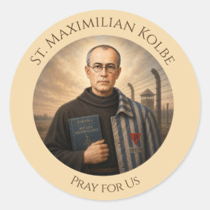 St. Maximilian Kolbe Pray for Us Catholic Classic Round Sticker