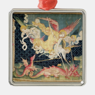 St. Michael and his angels fighting the dragon Metal Ornament