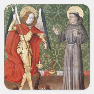 St. Michael and St. Francis of Assisi, c.1480 Square Sticker