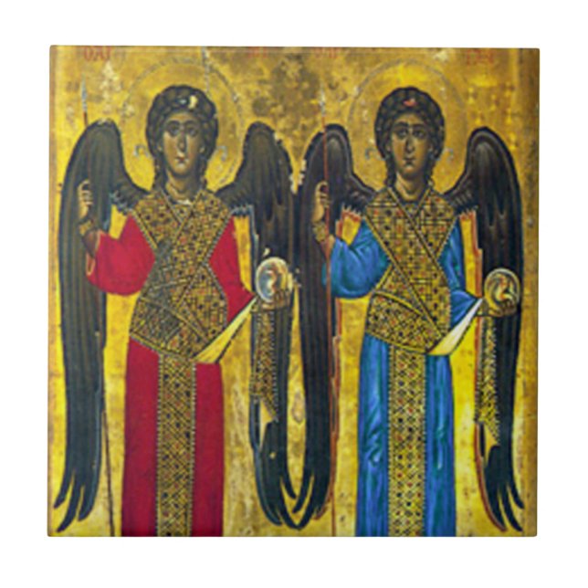 St Michael and St Gabriel icon Ceramic Tile (Front)