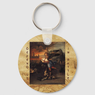 St Michael and the Dragon ,brown black Keychain
